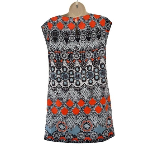 Banana Republic Factory Woman's Sz 4 Orange Blue Grey Geometric Mini Dress - Picture 3 of 7